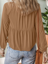 Load image into Gallery viewer, Pre-Order Smocked Bust Buttoned Split V Neck Flow Fit Blouse