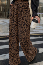Load image into Gallery viewer, Pre-Order Dark Brown Leopard Print Elastic High Waist Loose Corduroy Pants