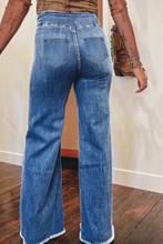 Load image into Gallery viewer, Pre-Order High Waist Button Fly Seamed Raw Hem Flare Jeans