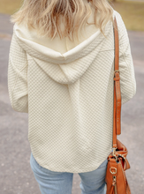 Load image into Gallery viewer, Pre-Order Textured Buttoned Neckline Side Pockets Hoodie