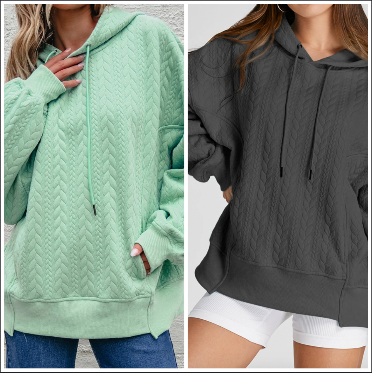 Pre-Order Cable Textured Baggy Solid Hoodies