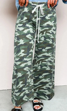 Load image into Gallery viewer, Pre-Order Green Camouflage Print Wide Leg Drawstring Denim Pants