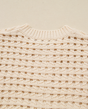 Load image into Gallery viewer, Pre-Order Beige Hollowed Pattern Knit Zip Up Drop Shoulder Sweater Cardigan