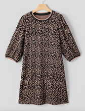 Load image into Gallery viewer, Pre-Order Black Leopard Print Bubble Sleeve Shift Mini Dress