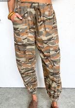 Load image into Gallery viewer, Pre-Order Green Camouflage Printed Drawstring Elastic Waist Jogger Pants