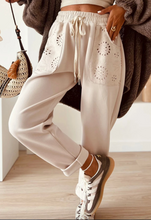 Load image into Gallery viewer, Pre-Order Jet Stream Embroidered Patched Pockets Drawstring Pants