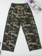 Load image into Gallery viewer, Pre-Order Green Camouflage Print Drawstring Patch Pocket Barrel Jeans
