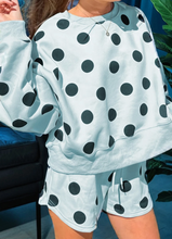 Load image into Gallery viewer, Pre-Order Polka Dot Print Drop Shoulder Pullover Drawstring Shorts Set