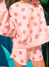 Load image into Gallery viewer, Pre-Order Polka Dot Print Drop Shoulder Pullover Drawstring Shorts Set