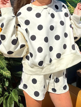 Load image into Gallery viewer, Pre-Order Polka Dot Print Drop Shoulder Pullover Drawstring Shorts Set