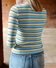 Load image into Gallery viewer, Pre-Order Multicolour Striped Round Neck Ribbed Knit Long Sleeve Top