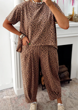 Load image into Gallery viewer, Pre-Order Brown Leopard Loose Tee Drawstring Waist Barrel Pants Set