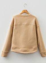 Load image into Gallery viewer, Pre-Order Light French Beige Grommet Detail V Neck Sweatshirt