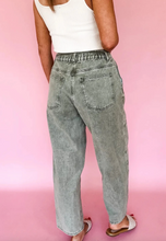 Load image into Gallery viewer, Pre-Order Acid Wash Barrel Fit Denim Pants with Waist String