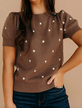 Load image into Gallery viewer, Pre-Order Chestnut Elegant Polka Dot Bubble Short Sleeve Sweater