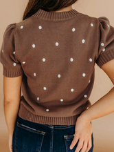 Load image into Gallery viewer, Pre-Order Chestnut Elegant Polka Dot Bubble Short Sleeve Sweater