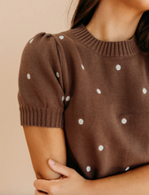 Load image into Gallery viewer, Pre-Order Chestnut Elegant Polka Dot Bubble Short Sleeve Sweater