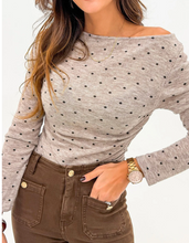 Load image into Gallery viewer, Pre-Order Polka Dot Boat Neck Knit Long Sleeve T Shirts