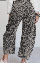 Load image into Gallery viewer, Pre-Order Gray Zebra Stripe Printed Wide Leg Jeans