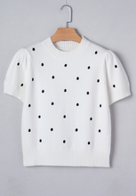 Load image into Gallery viewer, Pre-Order White Elegant Polka Dot Bubble Short Sleeve Sweater