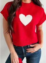 Load image into Gallery viewer, Pre-Order Valentine Heart Graphic Cropped Short Sleeve Sweaters