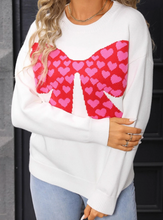 Load image into Gallery viewer, Pre-Order White Heart Bow Graphic Valentine Sweater