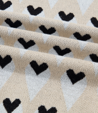 Load image into Gallery viewer, Pre-Order Parchment Geometric Heart Print Ribbed Trim Loose Sweater