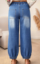 Load image into Gallery viewer, Pre-Order Blue 4 Buttons Front Tapered Casual Loose Fit Jeans