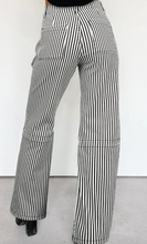 Load image into Gallery viewer, Pre-Order Black Stripe Patch Pocket High Waist Shift Denim Jeans