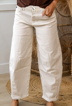 Load image into Gallery viewer, Pre-Order Khaki Stripe Casual Barrel Jeans