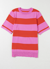 Load image into Gallery viewer, Pre-Order Black Stripe Colorblock Striped Knitted T shirts