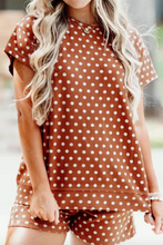 Load image into Gallery viewer, Pre-Order Brown Polka Dot Print Short Set