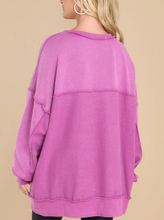 Load image into Gallery viewer, Pre-Order Oversized Exposed Seam Henley Sweatshirt