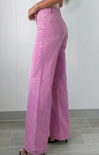 Load image into Gallery viewer, Pre-Order Pink 2-Button High Waist Flared Bottom Jeans