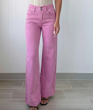 Load image into Gallery viewer, Pre-Order Pink 2-Button High Waist Flared Bottom Jeans