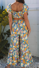 Load image into Gallery viewer, Pre-Order Yellow Floral Allover Print Shirred Cut Out High Waist Jumpsuit