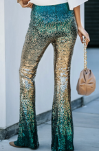 Load image into Gallery viewer, Pre-Order Green Black&amp;Gold Gradient Sequined Pants