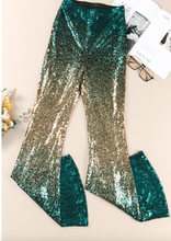 Load image into Gallery viewer, Pre-Order Green Black&amp;Gold Gradient Sequined Pants