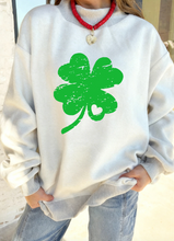 Load image into Gallery viewer, Pre-Order Light Grey LUCKY Clover Double Side Printed Mock Neck Reversible Sweatshirt