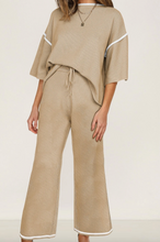 Load image into Gallery viewer, Pre-Order Contrast Trim Half Sleeve Top Drawstring Pants Loose 2pcs Sweater Suits