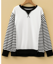 Load image into Gallery viewer, Pre-Order Stripe Sleeve Patchwork Casual Knit Tops