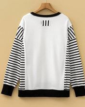 Load image into Gallery viewer, Pre-Order Stripe Sleeve Patchwork Casual Knit Tops