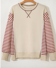 Load image into Gallery viewer, Pre-Order Stripe Sleeve Patchwork Casual Knit Tops