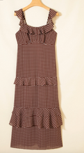 Load image into Gallery viewer, Pre-Order Coffee Polka Dot Print Backless Ruffled Tiered Maxi Dress