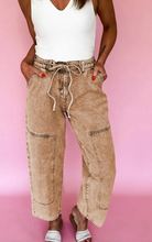 Load image into Gallery viewer, Pre-Order Acid Wash Barrel Fit Denim Pants with Waist String