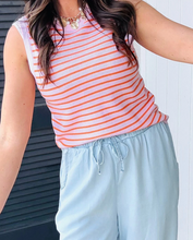 Load image into Gallery viewer, Pre-Order Pink Stripe Textured Knit Sleeveless Casual Sweater Top