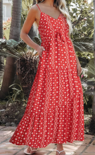 Load image into Gallery viewer, Pre-Order Boho Fashion Print Spaghetti Straps Drawstring Maxi Dress