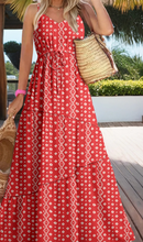 Load image into Gallery viewer, Pre-Order Boho Fashion Print Spaghetti Straps Drawstring Maxi Dress