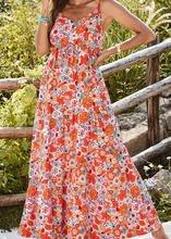 Load image into Gallery viewer, Pre-Order Boho Fashion Print Spaghetti Straps Drawstring Maxi Dress