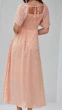 Load image into Gallery viewer, Pre-Order Pink Floral Print Button Smocked Bodice Long Dress